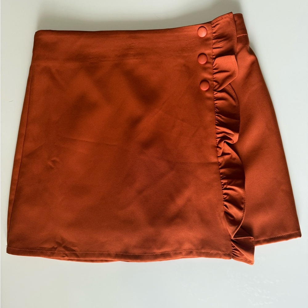 Rust Orange Ruffled Skirt